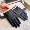 Black Simple Women Gloves Lambskin Leather Driving Gloves Fashion  Bow Riding Fall Windproof Winter  Warm Comfortable Gloves