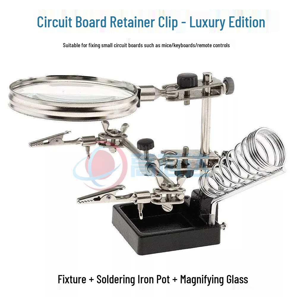 Compact Circuit Repair Kit: Circuit Board Holder & Soldering Stand with Clips, Magnifying Glass for Mouse, Keyboard, Phone Repair
