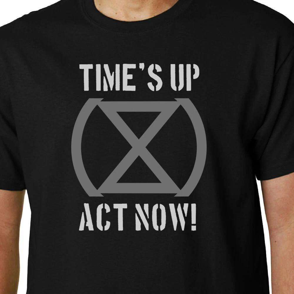 Times Up Act Now TShirt Extinction Rebellion Climate Greta Slogan Geek S