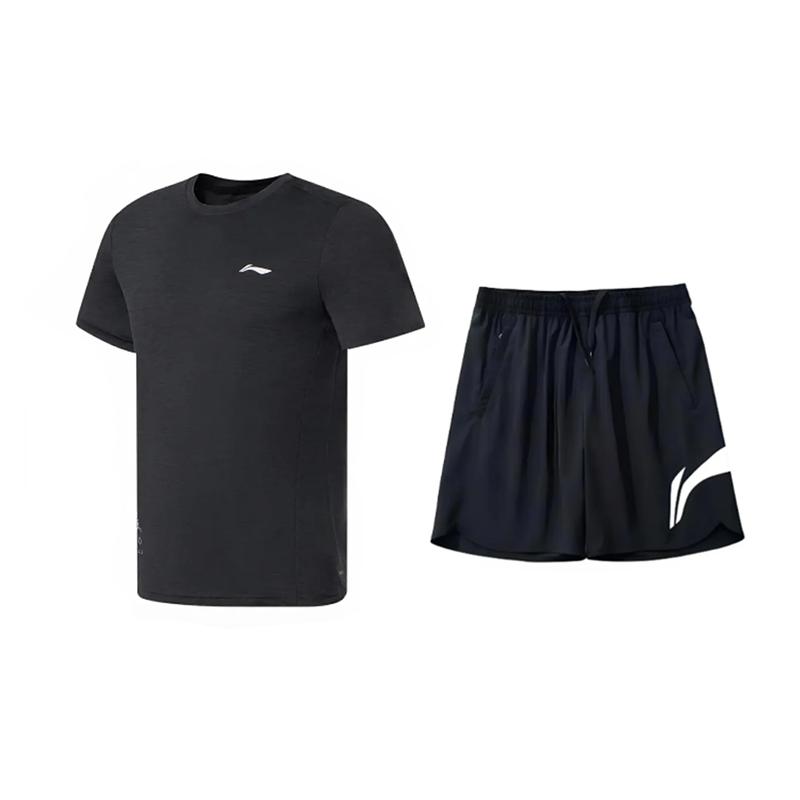 Li-Ning Versatile Round Neck Pullover Simple Breathable Quick-Dry Comfortable Casual Sports Suit Unisex Suit ATSS069-1+YKSV197-2