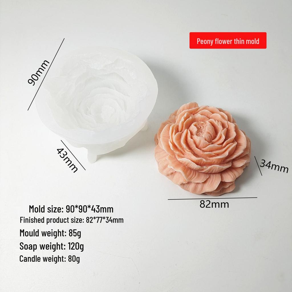 Large Peony Silicone Mold for Scented Candles, Mousse Cakes, Chocolates, and Soaps
