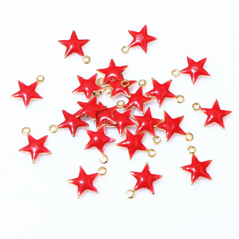20pcs 8.5x7mm Enamel Small Star Charms Pendant Stainless Steel DIY Jewelry Making Accessories Findings for Bracelet Earrings