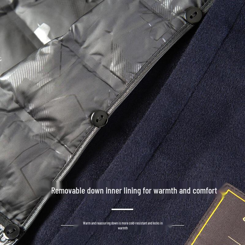 MONTAGUT Men's Winter Wool Blend Business Overcoat with Down Liner