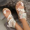 Toe Flat Sandals Bohemian Style Flower Flower Flower Vacation Beach Sandals