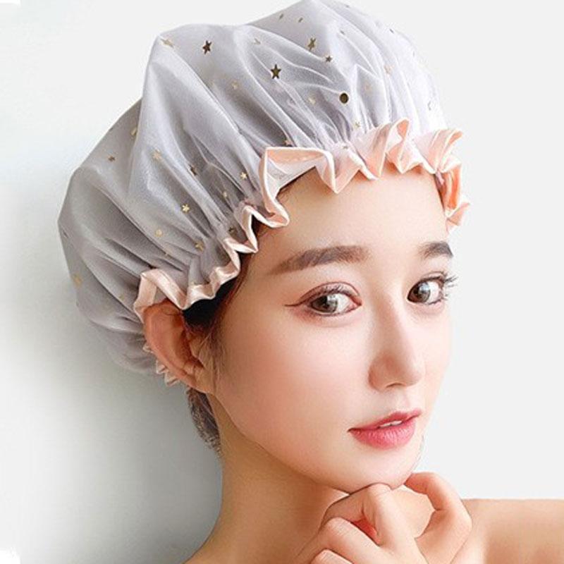 1PC shower cap for women, waterproof for bathing, household use, makeup, kitchen, oil fume and dust cover