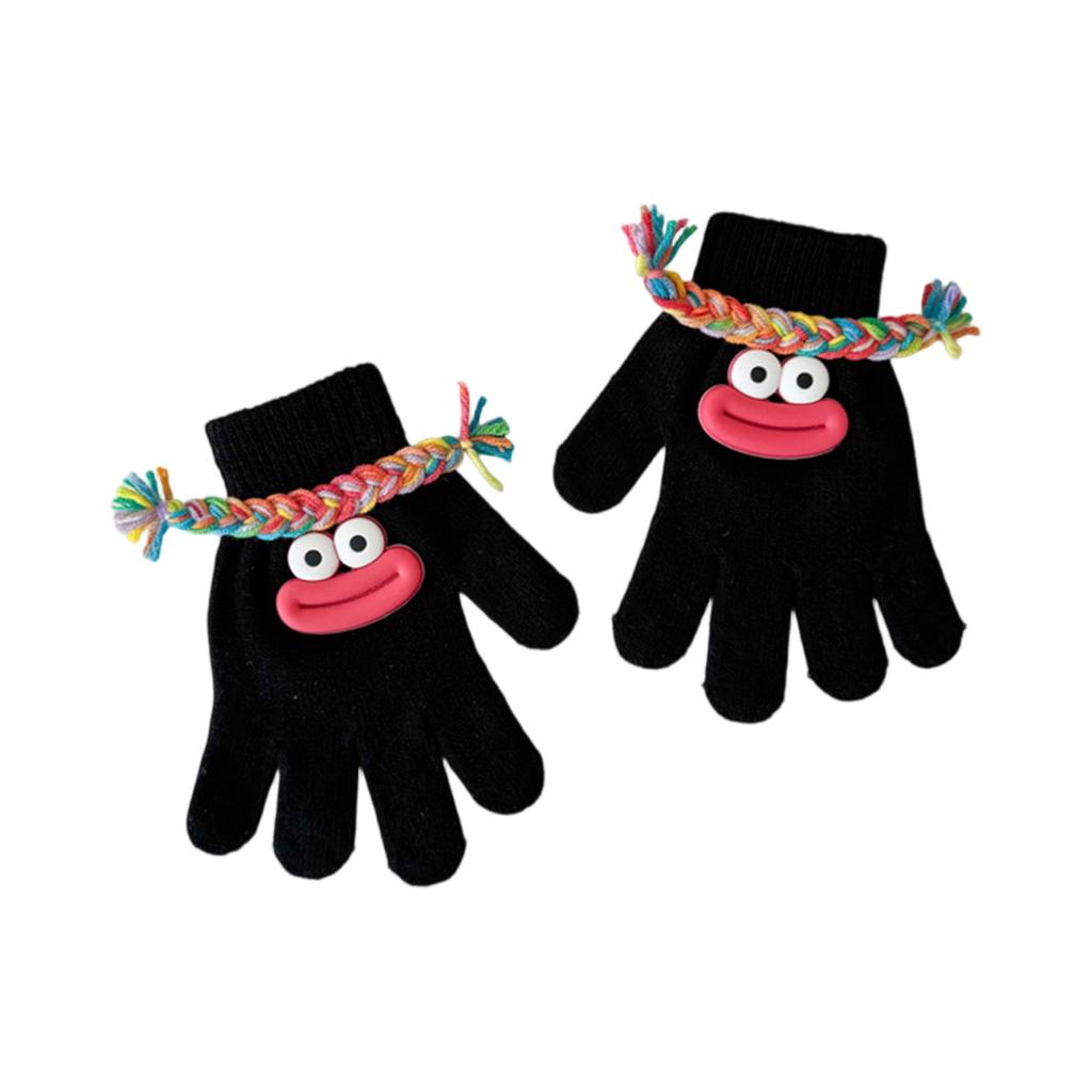 Children's Funny Gloves, Big Mouth, Cute Braids, Boys And Girls' Split Finger Gloves, Dressing Up As Christmas Gifts