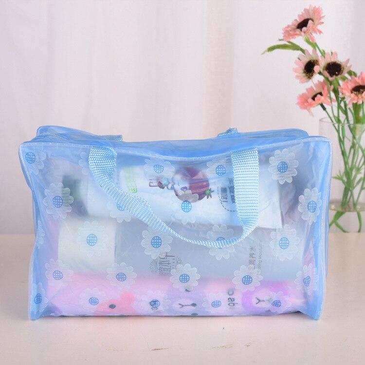 Women PVC Cosmetic Bag Case Waterproof Flower Print Cosmetics Transparent Toilet Bag Organizer Pouch Girl Make Up Bags Set