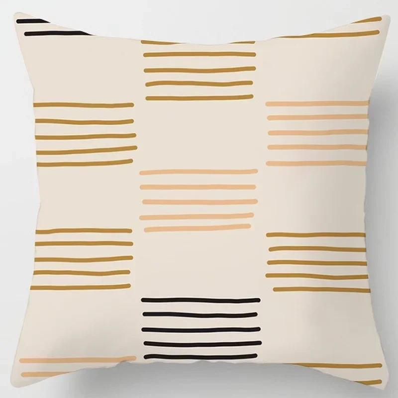 Geometric Abstract Pattern Plush Square Cushion Cover Family Chair Living Room Bedroom Sofa Decorative Pillowcase 45X45Cm