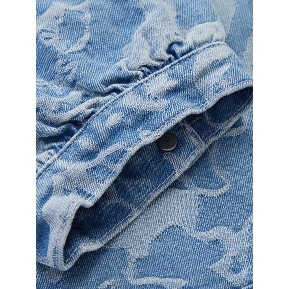 Levis Šaty midi z prodyšného denimu s V-výstřihem a puff rukávy se zvířecím potiskem Zebra Dámské šaty Světle modrá A6814-0001