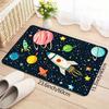 1PC Rocket & Planets Pattern Kitchen Rug Non-Slip Door Mat Pop Design Bathroom Rug Bath Mat Carpet for Home Sink Laundry Decor