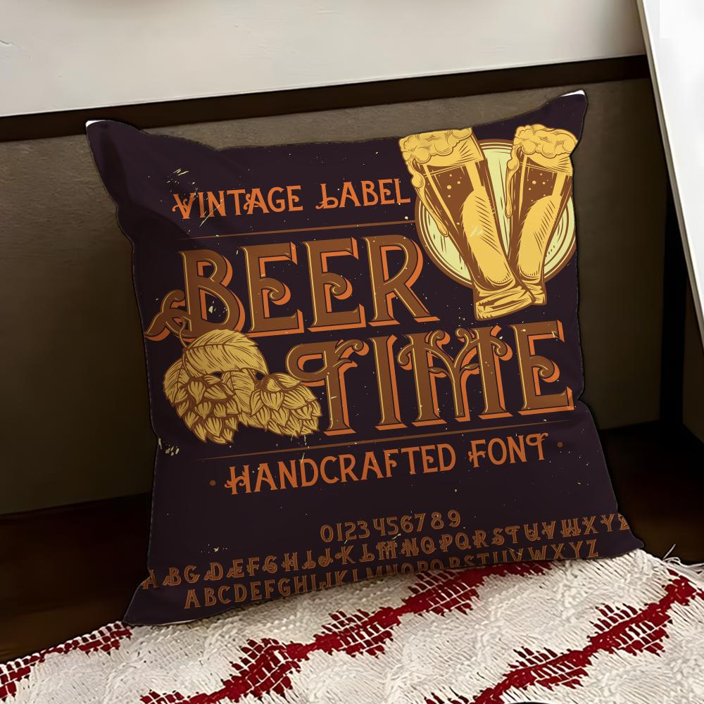 Bier Wein Retro Stil Kissenbezug Wendbar Weich Langlebig Kissenhülle Zuhause Auto Mehrzwecknutzung für täglichen Komfort