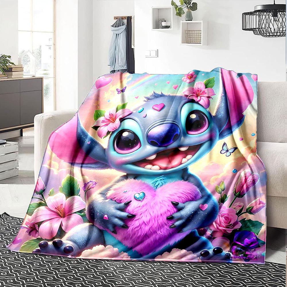 1ks Veselý Stitch deka Lehká flanelová přehoz na pohovku postel cestování kempování obývací pokoj kancelářská pohovka křeslo