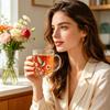 Glass Mug with Hummingbird and Floral Garden of Hope Design Large Capacity Durable Handle for Hot or Cold Beverages Home Office Use