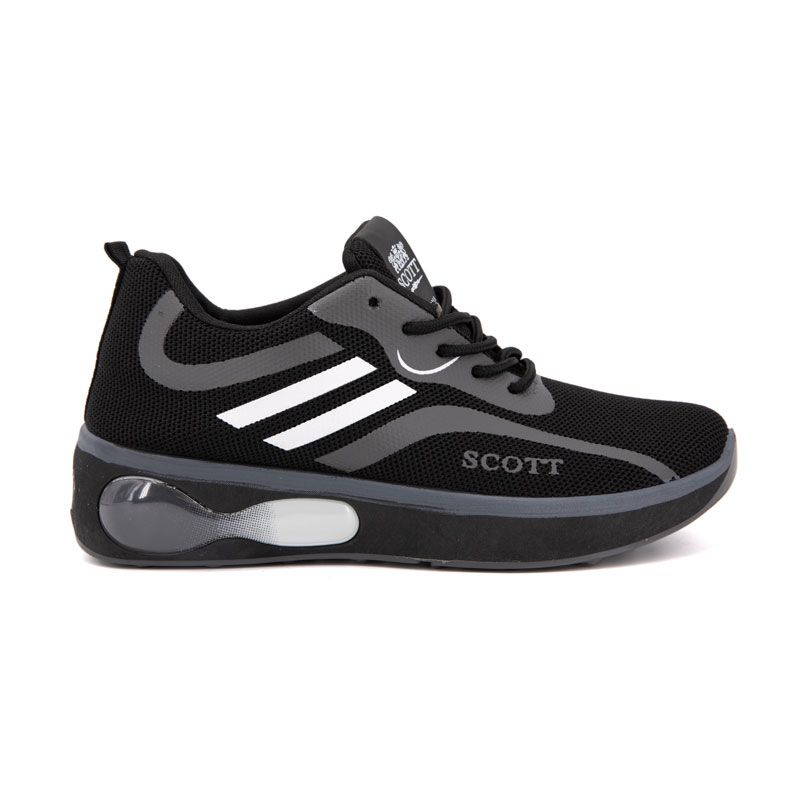 Men's Black Sneakers with White Patterns SCOTT