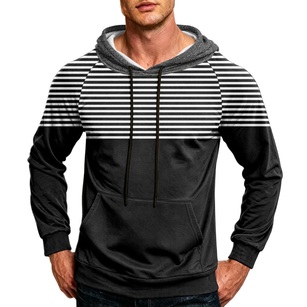Men's Casual Hoodie with Pocket Drawstring Loose Fit Printed Sweatshirt