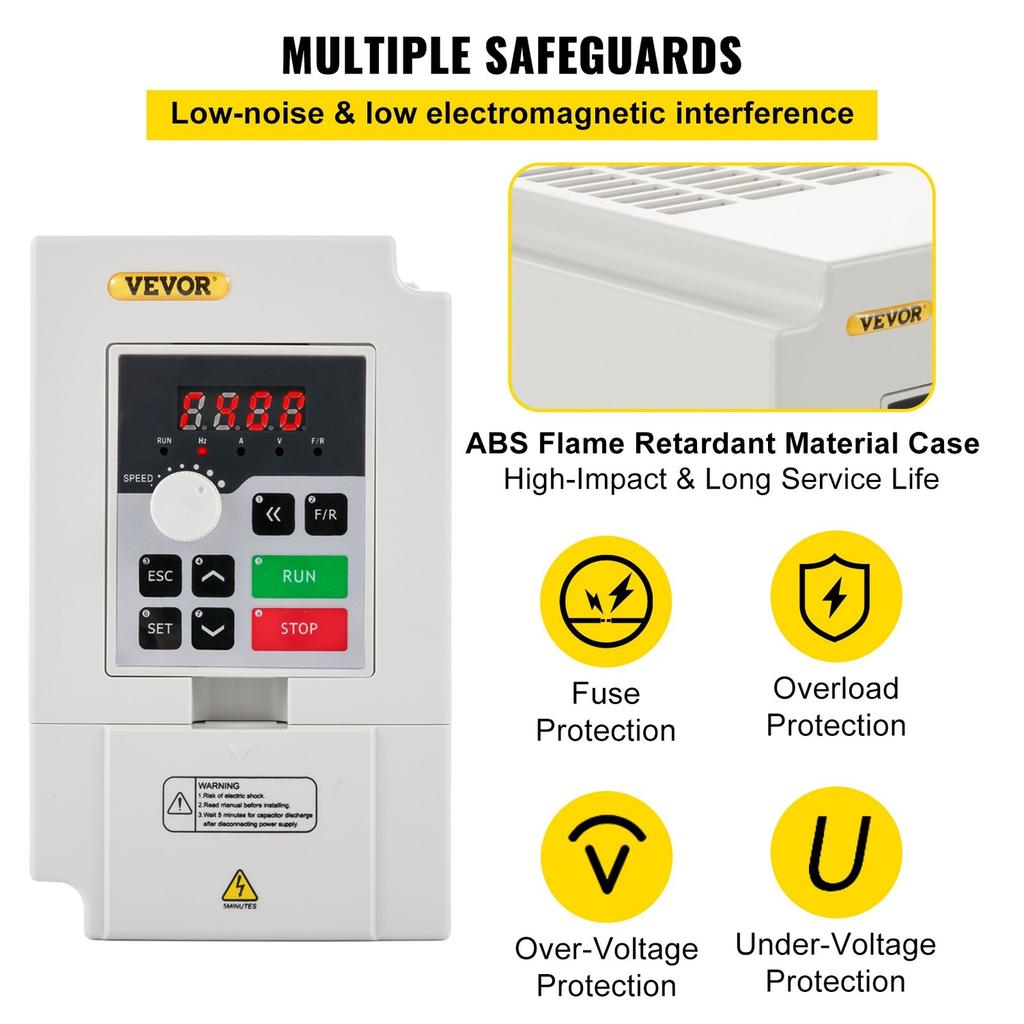 Variable Frequency Drive, AC 220V Input 3KW Variable Frequency CNC Drive Inverter Converter, VFD 4HP 1 or 3 Phase Input, 3 Phase Output, CNC Motor