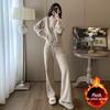 Chic Women's Hooded Sweater & Wide-Leg Pants Set - Stylish Early Autumn Casual Sportswear.