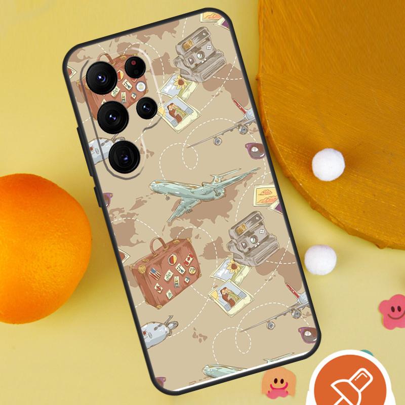 World Map Travel Phone Case For Samsung Galaxy S25 Ultra S24 S23 S22 S21 Ultra S9 S10 Plus S20 FE Funda Cover