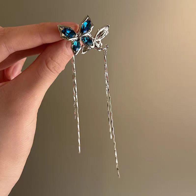 

Серьга-кафф «Бабочка» с синим цирконием: Роскошные, не прокалывающие, высококачественные женские серьги-клипсы zircon butterfly ear cuffs/pair синий