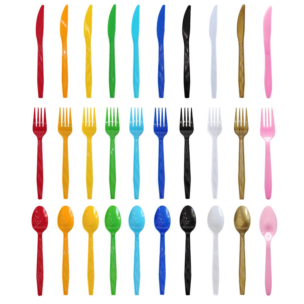 Disposable Knife Fork Spoon Cutlery Set Pink Blue Disposable Tableware Birthday Party Decorations Wedding Baby Shower Supplies