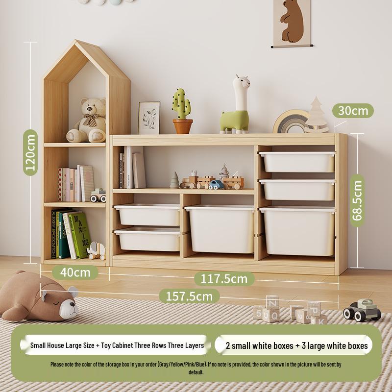 Children's Solid Wood Toy & Book Storage Shelf and Cabinet
