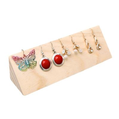 Suporte de brinco de madeira e organizador de joias, suporte de exibição de rack de madeira, base para pendurar brincos, comprimento de 6,9 polegadas