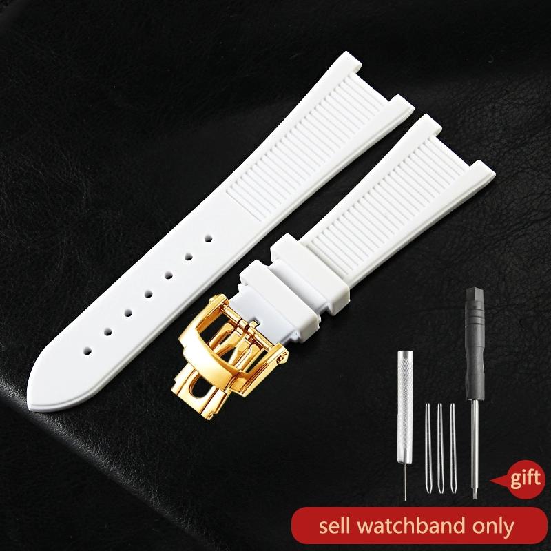 Para Patek Philippe Sport Elegante Serie Nautilus 5711/5712/5980 Correa de Reloj de Silicona Impermeable para Hombre 25x13mm