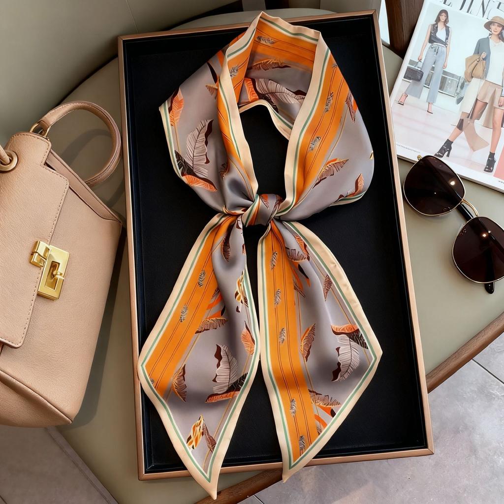 French retro polka dot long silk scarf women's spring and summer fashion temperament versatile high-end scarf headband streamer belt