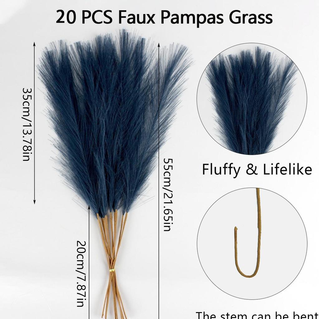 Artificial Pampas Grass & Cattails: Eternal Flower Wedding & Home Décor (55cm)