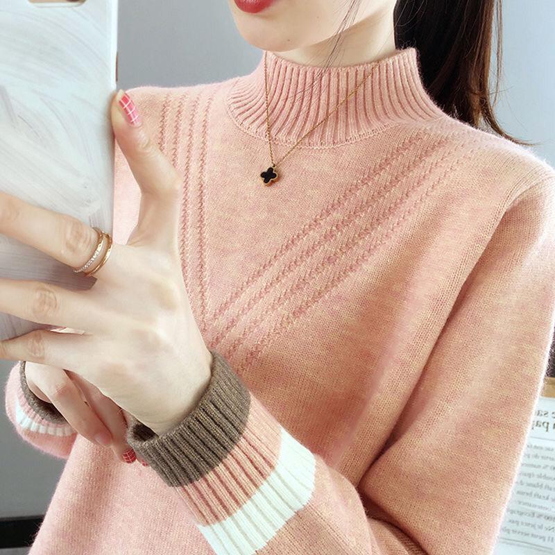 Half-high Neck Sweater Women's Underwear Bottoming Shirt Autumn and Winter New Women's Loose Outside The Knitted Sweater Tops