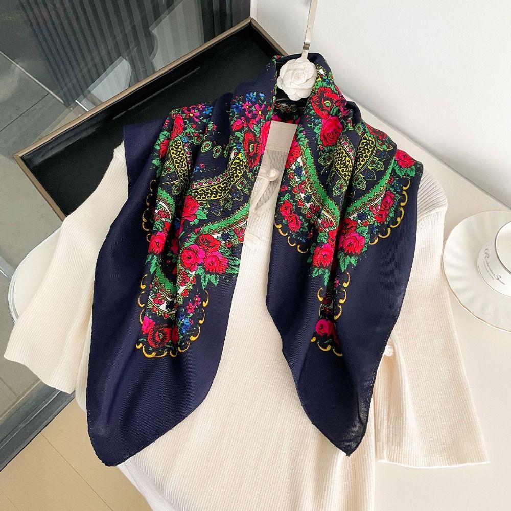 70X70CM Flower Head Scarf Polyester Hijab Headband High Quality Scarf Shawl