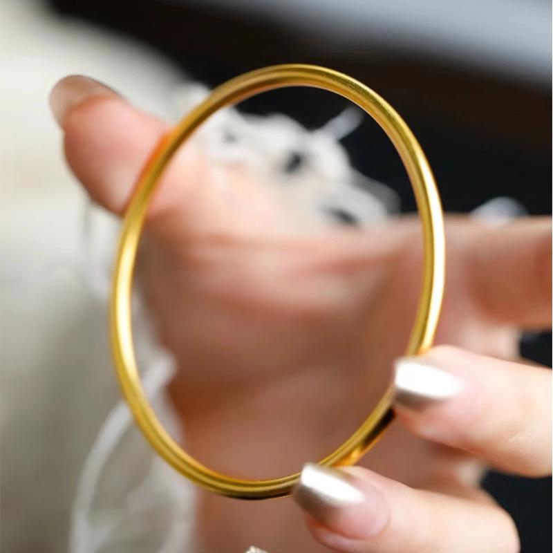 

Винтажный матовый браслет из золотистого металла - Женский классический текстурированный браслет