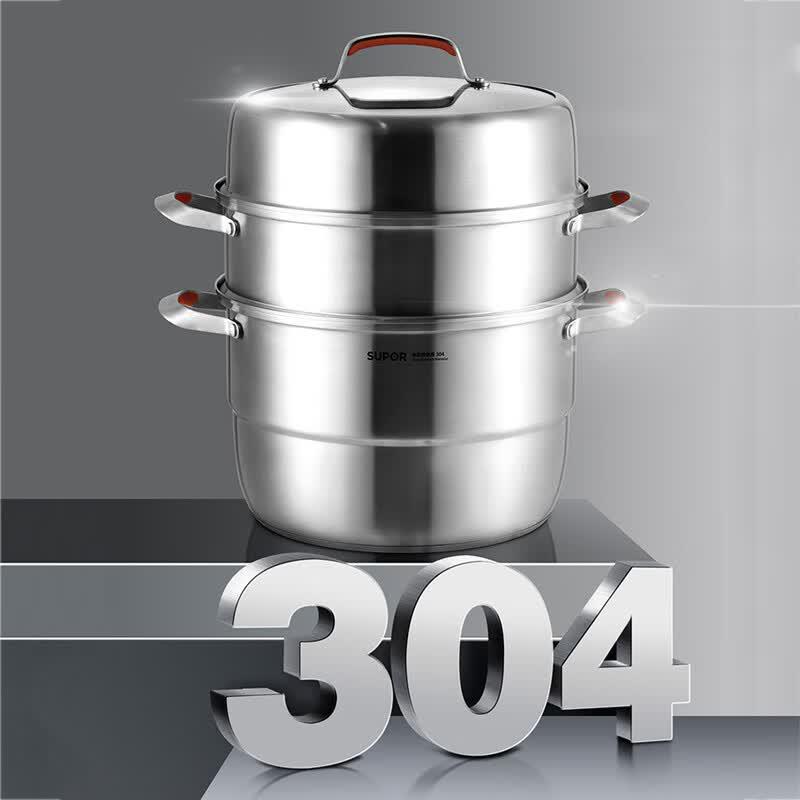 Supor 304 Stainless Steel 3-Layer Steamer Pot