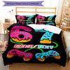 3PC Custom Name Donut Game Controller Art Bedding Set Printed  Bedding Set Duvet Cover Closure Includes 1 Duvet Cover & 150 Pillowcases for Bedroom