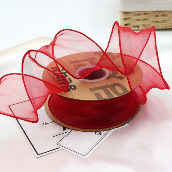 1 Roll Organza Ribbon Wavy Beautiful 2 Yard Multi-functional Transparent Chiffon Mesh Ribbon Holiday Supplies