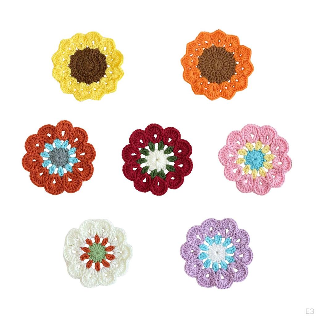 Crochet Coaster Coffee and Tea Flower Shape Round Woven Funny Gift Non Slip Decoration Cup