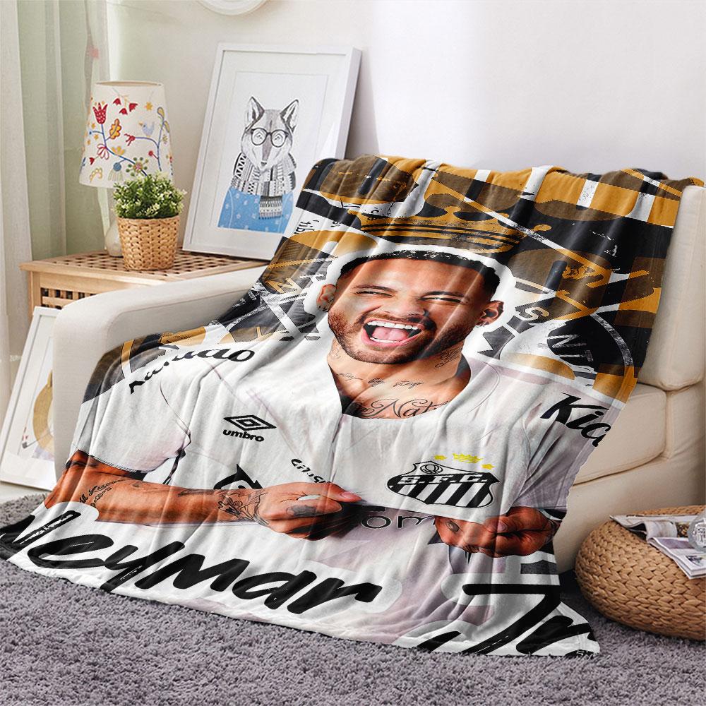 1PC Neymar Jr Patterned Flannel Blanket Suitable For All Seasons for Home Decor Warmth and Comfort Gifts Holiday Present