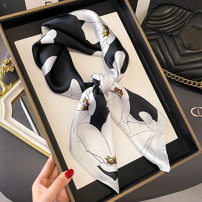 Neckerchief Female Luxury Square Scarf for Women Silk Feeling Shawl Satin Hijab Fashion Wraps Hair Bands Ribbon Headband Bandann