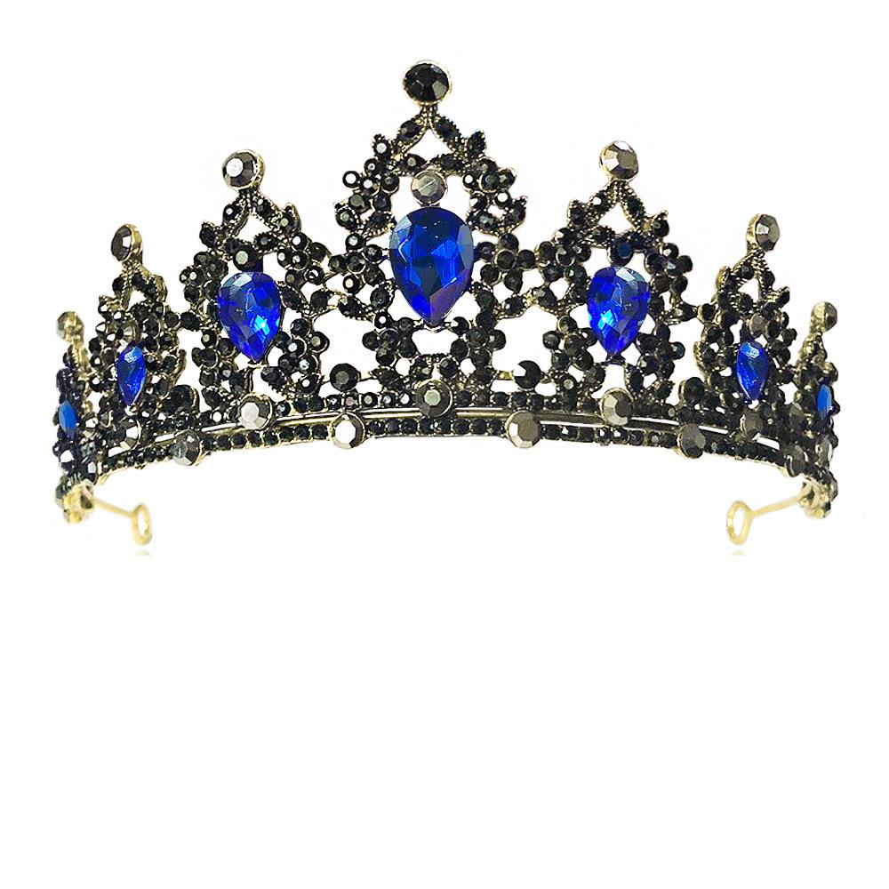 Halloweenowy Barokowy Retro Czarny Luksusowa Korona Tiara Ślubna Suknia Ślubna Urodzinowa Korona Królowej