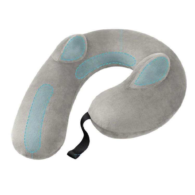 Adjustable Inflatable Neck Relaxation Support Smooth Velvety Cover Travel Neck Pillow For Proper Sleeping Position