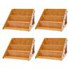 4-Pack 4-Tier Retail Display Rack, 15x14.5x10.5in Log Color - MDF Tabletop Stand for Cupcakes/Desserts/Soaps