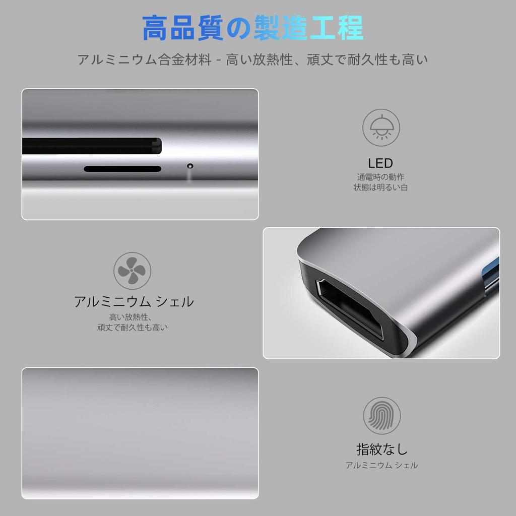 Hub USB C WALNEW Adaptateur de Conversion Hub USB Sortie 4K Port de Charge PD 100W Lecteur de Carte SD Adaptateur de Conversion USB C HDMI Compatible avec MacBook