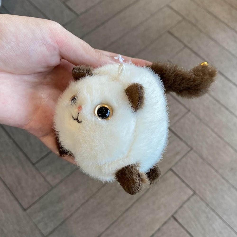 Squeezing Plush Black Cat Pendant 3D Eyes Cat Plush Keychain Room Decoration