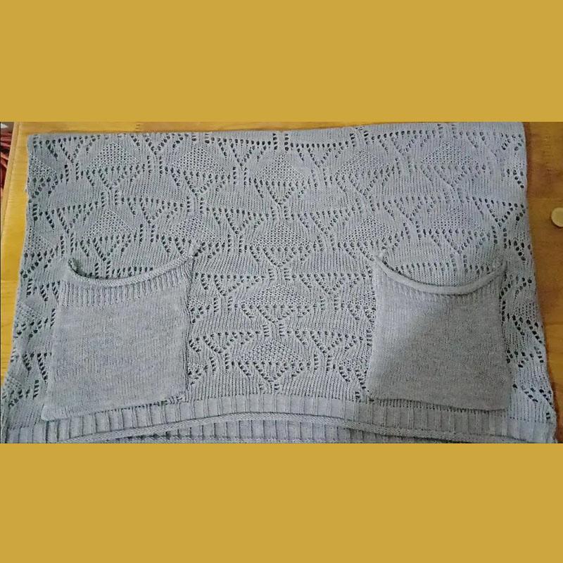 Knitted Vest Women's V-neck Hollow Thin Sweater Solid Color Casual Knitted Pullover Sleeveless Top Large Pocket Design Loose Casual Autumn