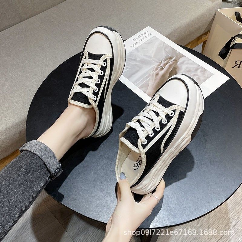 

ins Korean version of dad shoes women 2025 summer new student platform sports shoes women s casual bag head canvas half drag 35