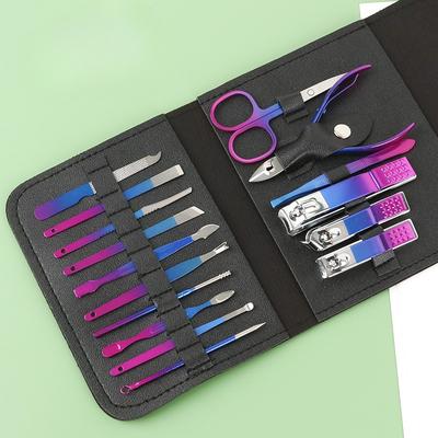 16-teiliges professionelles Nagelknipser- und Nagelhautzangen-Set mit tragbarem Lederetui, Geschenkidee, Maniküre-Set mit vollem Funktionsumfang