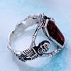 FDLK Vintage Punk Totenkopf Ring Männer Hip Hop Verlobungsring Männlich Mode Rot Zirkon Ringe Für Frauen Schmuck Silber Farbe ringe