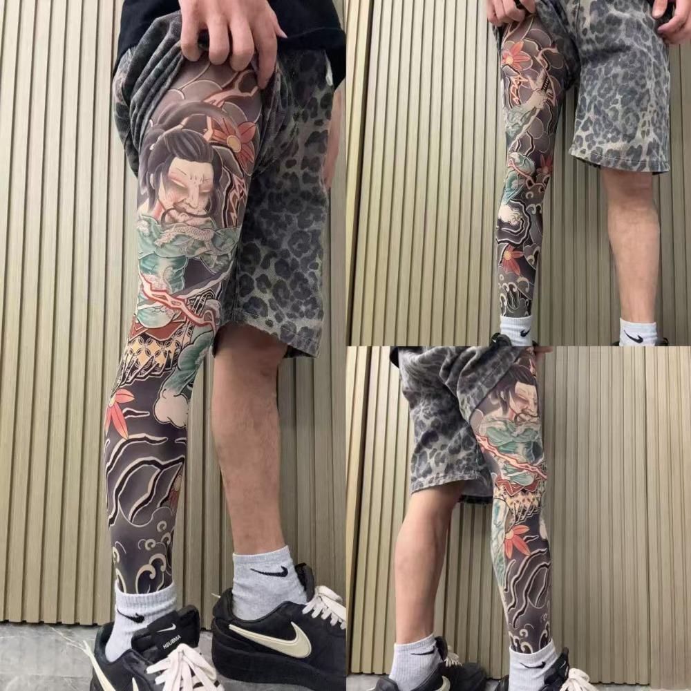 Printed Tights Fake Tattoo Socks Sun-proof Sexy Stockings New Fishing Elastic Socks  Unisex