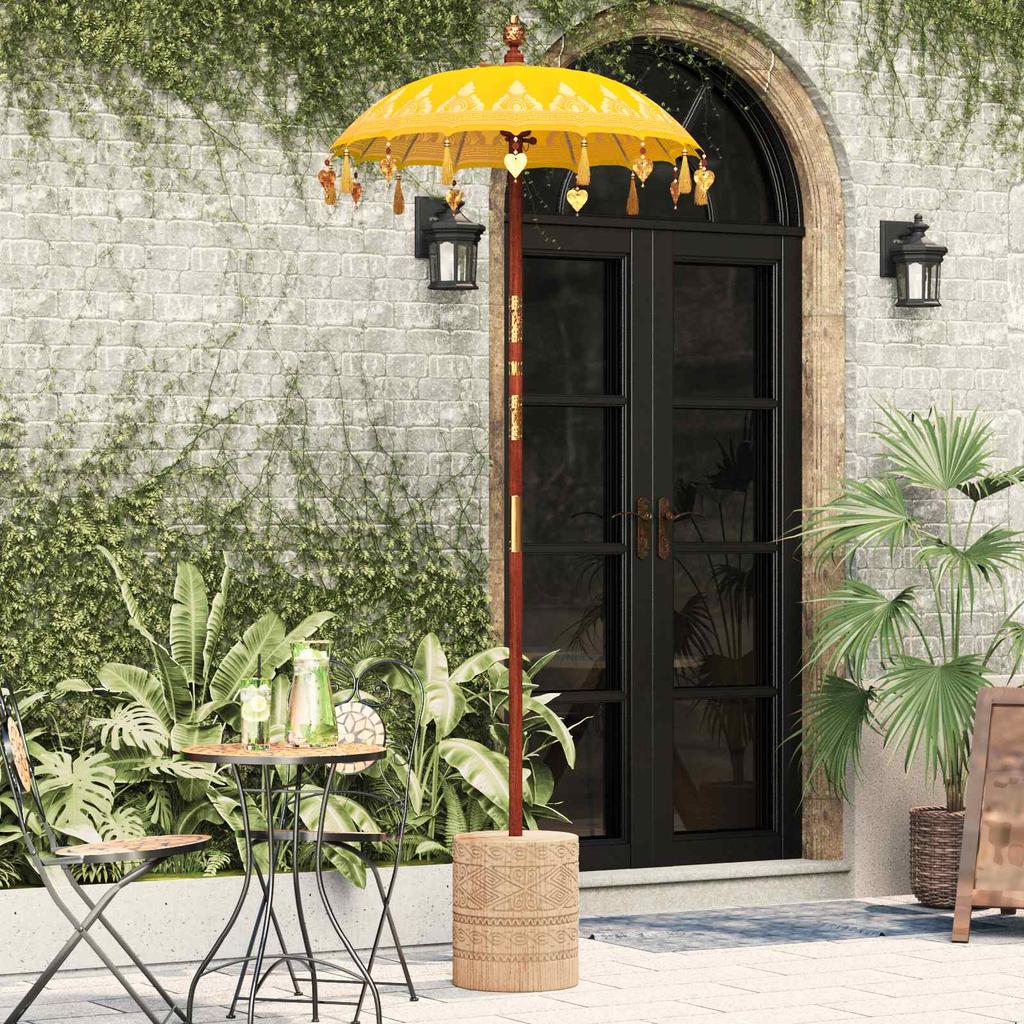 Balinese Sun Umbrella with Base Yellow 95 X 95 X 260 Cm