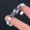 Natural Rainbow Mystic Topaz Gemstone Bangle Pink Adjustable 925 Sterling Silver